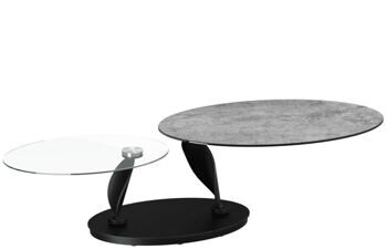 Ausziehbarer, flexibler Design Keramik Couchtisch „Rosa“ Silver, 95-150 x 60 cm