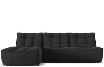 4-Sitzer Design Ecksofa „Moni“, Strukturstoff Schwarz