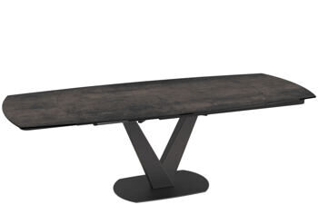 Extendable designer dining table "Grande Bellagio" made of ceramic 160-240 x 100 cm, dark rust look