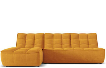 4-Sitzer Design Ecksofa „Moni“, Strukturstoff Senfgelb