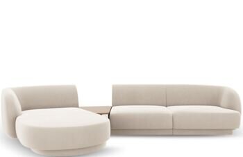 3-Sitzer Design Ecksofa „Miley“ mit Beistelltisch - Samtbezug Light Beige