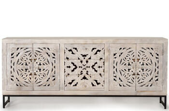 Handgefertigtes, massives Sideboard „Mykonos“, 4-türig 190 x 80 cm