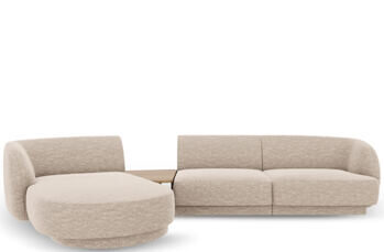 3-Sitzer Design Ecksofa „Miley“ mit Beistelltisch - Chenille Beige