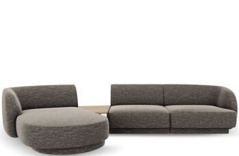 3-Sitzer Design Ecksofa „Miley“ mit Beistelltisch - Chenille Dunkelgrau