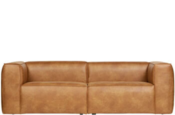 Design 3.5 Sitzer Sofa „Beann“ aus recyceltem Leder - Cognac