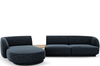 3-Sitzer Design Ecksofa „Miley“ mit Beistelltisch - Chenille Dunkelblau