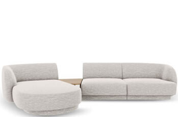 3-Sitzer Design Ecksofa „Miley“ mit Beistelltisch - Chenille Hellgrau