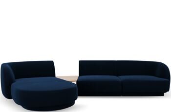 3-Sitzer Design Ecksofa „Miley“ mit Beistelltisch - Samtbezug Königsblau