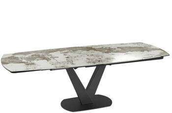 Extendable designer dining table "Grande Bellagio" made of ceramic 160-240 x 100 cm, Calcatta glossy