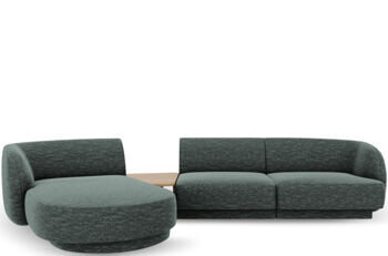 3-Sitzer Design Ecksofa „Miley“ mit Beistelltisch - Chenille Grün