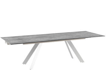 Ausziehbarer Design Gartentisch „Ontario Outdoor“ aus Keramik, Silver/Weiss 190-270 x 100 cm