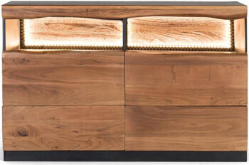 Massives Sideboard „Imphal“ mit Innenbeleuchtung, 120 x 77 cm