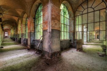 Acrylic glass picture "Abandoned hallway" 120 x 80 cm