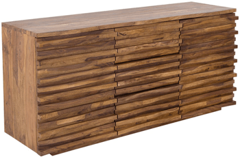 Hochwertiges Sideboard „Relief“ aus Massivholz, Sheesham Natur - 160 x 75 cm