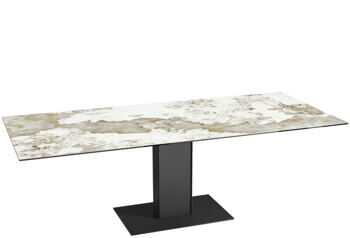 Extendable designer dining table "Connexion" made of ceramic, Calcatta glossy, 150-230 x 100 cm