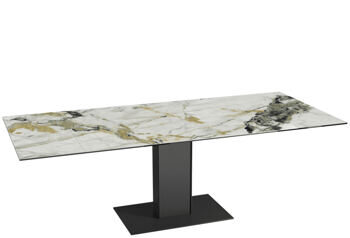 Extendable designer dining table "Connexion" made of ceramic, Doro glossy, 150-230 x 100 cm