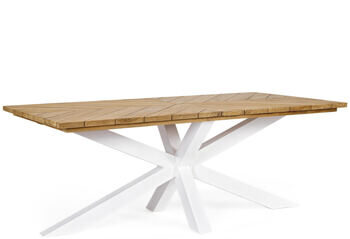 Solid wood indoor/outdoor table "Palmdale" white, 200 x 100 cm, made of teak