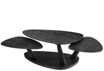 Extendable, flexible design ceramic coffee table "Camelias" ceramic titanium