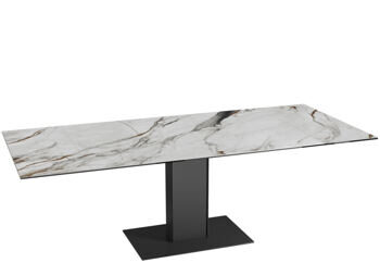 Extendable designer dining table "Connexion" made of ceramic, Fiorentino glossy, 150-230 x 100 cm