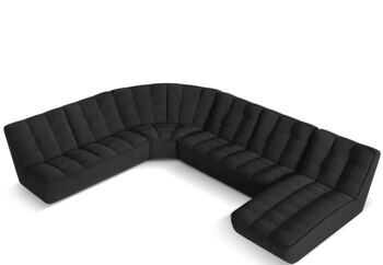 Grosses 8-Sitzer Design Panorama Sofa „Moni“, Strukturstoff Schwarz