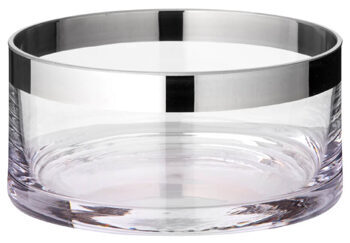 Mouth blown bowl "Grit" Ø 15 cm - crystal glass with platinum rim
