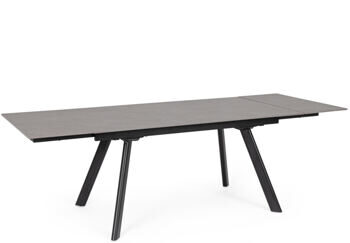 Ausziehbarer Keramik Design Esstisch „Jarkko“ 160-240 x 90 cm, Schwarz/graue Marmoroptik