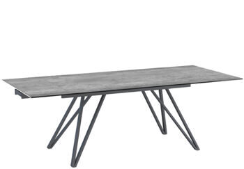 Ausziehbarer Design Gartentisch „Majorelle“ aus Keramik, Silver/Anthrazit 150-230 x 100 cm