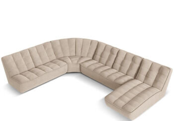 Grosses 8-Sitzer Design Panorama Sofa „Moni“, Strukturstoff Beige