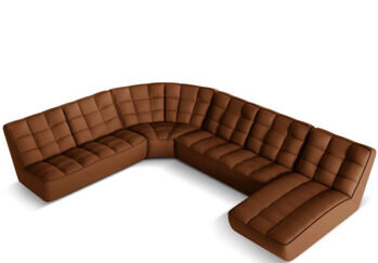 Grosses 8-Sitzer Echtleder Design Panorama Sofa „Moni“, Marron