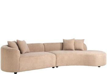 Abgerundetes Design Sofa „Greyson“ mit Ottomane rechts, Sand Furry