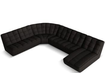 Grosses 8-Sitzer Echtleder Design Panorama Sofa „Moni“, Schwarz