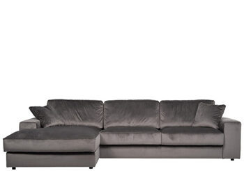 Design corner sofa "Santos" with removable covers and chaise longue left - Stone