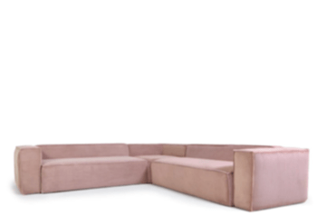 XL Ecksofa „Klocks“ mit Cordbezug 320 x 320 cm - Rosa