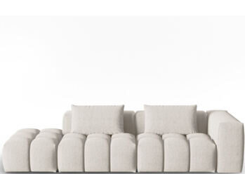 3-Sitzer Designer Sofa „Lorella“ mit Ottomane links - Strukturstoff