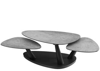 Extendable, flexible design ceramic coffee table "Camelias" Ceramic Silver