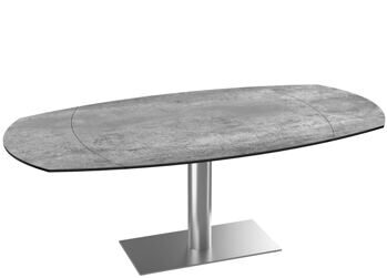 Ausziehbarer Designer Keramik Esstisch „Artica“, Silver/Edelstahl - 130-200 x 100 cm