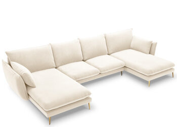 Design U velvet sofa "Elio" 344 x 170 cm - Soft Beige