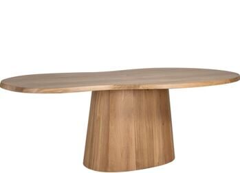 Grosser Massivholz Design Esstisch „Riva“ mit organischer Form, 230 x 110 cm