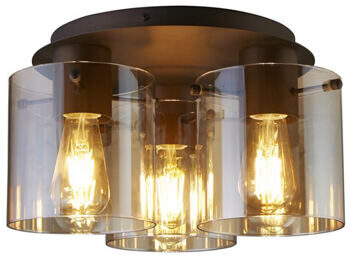 Dimmbare Design Deckenlampe „Denmark“, 3-flammig - Mocca/Amber