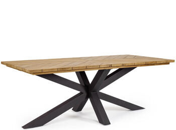 Solid wood indoor/outdoor table "Palmdale" black, 200 x 100 cm, made of teak