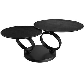 Extendable, flexible design ceramic coffee table "Eolia Double Black"