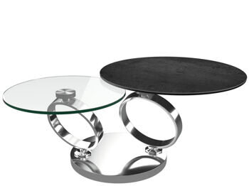 Extendable, flexible design coffee table "Eolia Silver"