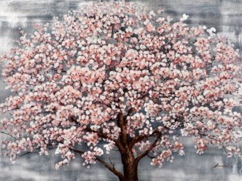 Hand painted art print "Rosa Tree" 90 x 120 cm