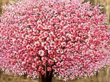 Hand painted art print "Pink Tree" 90 x 120 cm