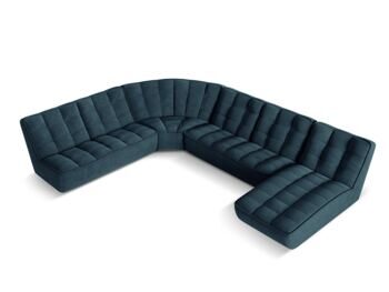 Grosses 8-Sitzer Design Panorama Sofa „Moni“, Strukturstoff Jeans Blau