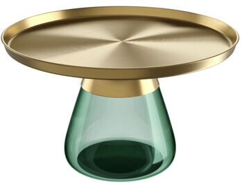 Design coffee table "Drop" gold/green, Ø 71 cm