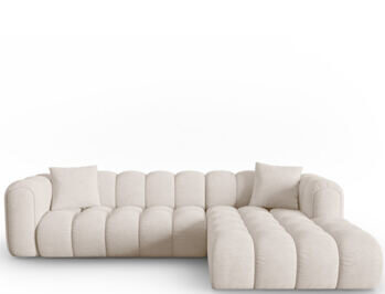 4-seater designer corner sofa "Clotilde" with corner section on the right - textured fabric