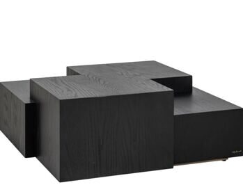 Large design coffee table "Lennox" 100 x 100 cm, black-brown oak