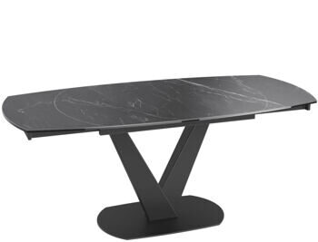 Extendable designer dining table "Bellagio" made of ceramic, Marquina matt