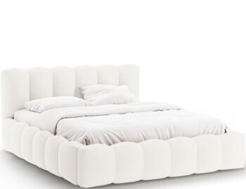 Design upholstered bed "Lupine" with storage compartment 140 x 200 cm - textured fabric